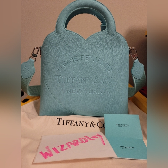 JAPAN 🪷 LIMTIED 2WAY TIFFANY & CO Blue Leather Medium Tote Bag NEW - Picture 3 of 13